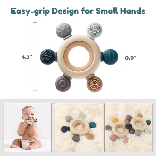 Baby Teething Toys for 0-6 6-12 Months, BPA Free Baby Teether Sensory Toys for Babies 0 3 6 9 12 18 Months, Newborn Infant Toys Gifts for 1 One Year Old Baby Boys Girls