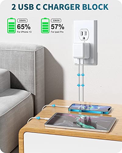 USB C Charger Block, 35W iPhone Fast Charger Dual USB C Port Compact Power Adapter for iPhone 14 Pro/14 Pro Max,13 Pro, iPad, PPS Samsung Galaxy（2 Pack）