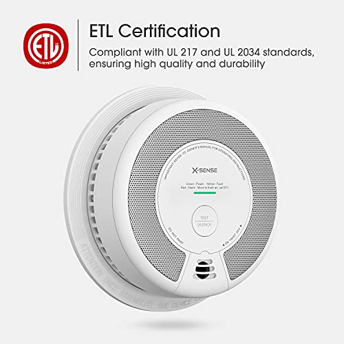 X-Sense 2-in-1 Smoke and Carbon Monoxide Detector Alarm (Not Hardwired), 10-Year Battery-Operated Dual Sensor Fire & CO Alarm, SC06, 1-Pack