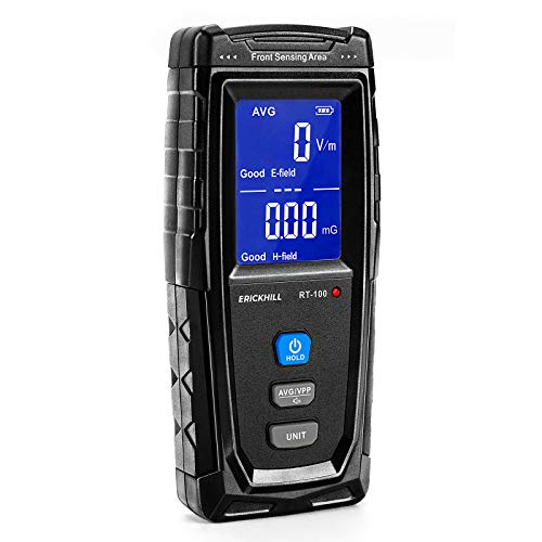 ERICKHILL EMF Meter, Rechargeable Digital Electromagnetic Field Radiation Detector Hand-held Digital LCD EMF Detector, Great Tester for Home EMF Inspections, Office, Outdoor and Ghost Hunting(Blue)