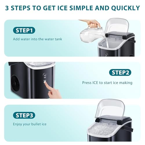 Xbeauty Countertop Nugget Ice Maker- Up to 35lbs of Ice a Day with Self-Cleaning,Stainless Steel,Removable Ice Basket&Scoop for Home/Kitchen/Office/Party, White