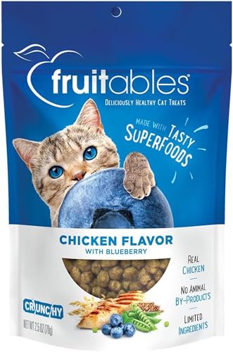 Fruitables Cat Treats – Crunchy Treats For Cats – Healthy Low Calorie Treats Packed with Protein – Free of Wheat, Corn and Soy – Made with Real Chicken with Blueberry – 2.5 Ounces