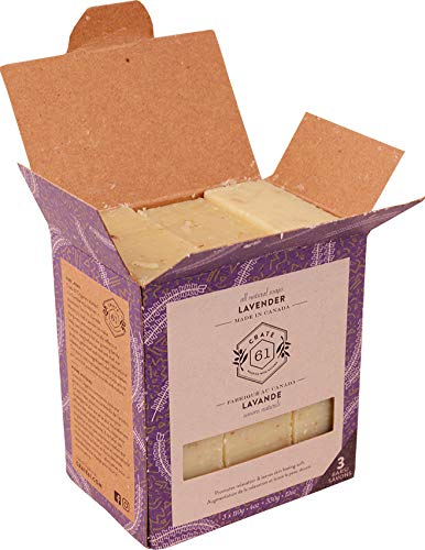 Crate 61, Handmade Vegan Natural Bar Soap Cold Pressed For Face And Body, With Premium Essential Oils, Eucalyptus & Peppermint For Men And Women 3 Pack (Lavender)