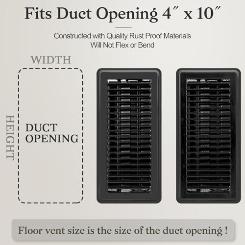 Gmurnai 4x12 Floor Vents Heavy Duty Floor Registers, Floor Air Vent Covers 4 X 12 for Home Floor Wall Ceiling, Rust Proof Finish Registers Grilles & Vents (1, Brown, 4x12 Inches)