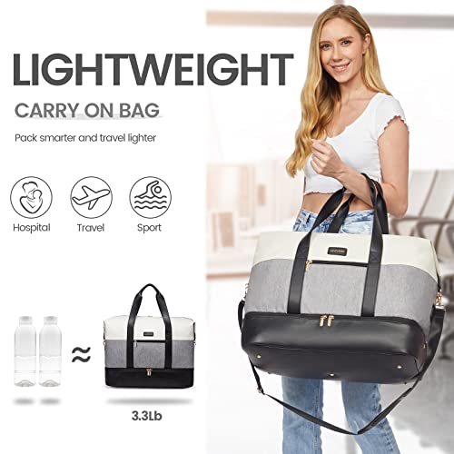 LOVEVOOK Weekender Bag, Large Travel Duffel Bag for Women with 2 Packing Cubes, Carry on Overnight Bag with Shoe Compartment, Mom Hospital Bags for Labor and Delivery