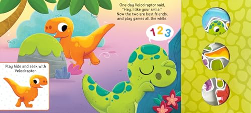 Little Hippo Books Dino Friends | Interactive Toddler Books with Wooden Toys for Kids | Dinosaur Board Books & Kids Books | Dinosaur Baby Book and Baby Toy