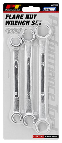 Performance Tool W350M Metric Flare Nut Wrench Set, 3-Piece