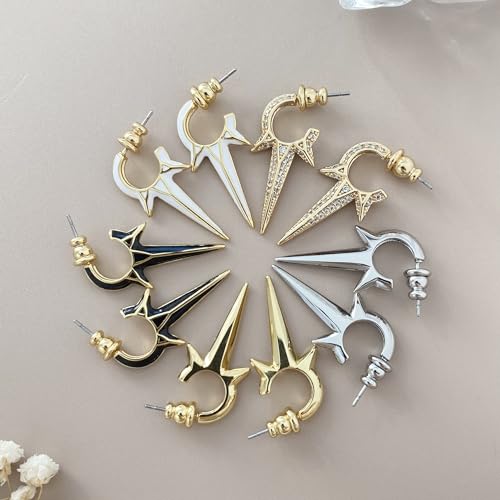 Obidos 14K Gold Plated Triple Spike Hoop Earrings Gold Huggie Small Hoop Earrings for Women Boho Simple Hypoallergenic Earrings