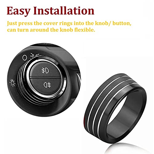 Air Conditioner Headlight Switch Knob Cover Trim for Jeep Wrangler JL JLU 2018 2019 2020 2021 Gladiator JT 2020 Aminum Alloy AC Button Trims (Black, 4PCS)