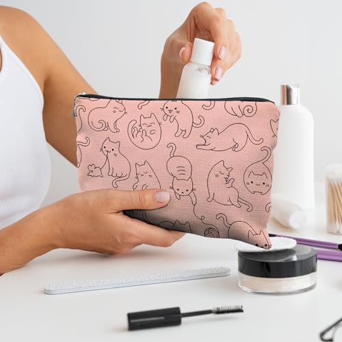 Likjad Cat makeup bag,cat gifts,make up bags for women,pink makeup bag,cat gifts for cat lovers,cat gifts for women,cat mom gifts,cat gifts for girls