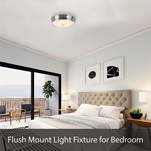 Aspen Creative 63014-2A, 2-Light Flush Mount Ceiling Light Fixture, Transitional Design in Dark Bronze Finish, White Alabaster Glass Diffuser, 13-1/8" Diameter