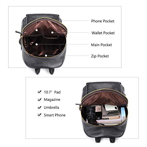 Kattee Genuine Leather Backpack Purse for Women Multi-functional Elegant Daypack Soft Leather Shoulder Bag Shopping Trip, Medium, Apricot