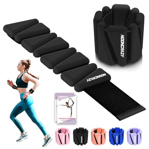 Wrist Ankle Weights Bangles 2lb for Women, Adjustable Silicone Pilates Weights Bracelet, Heavy Duty Fasteners Wearable Arm & Leg Weights for Yoga, Pilates, Barre, Walking and Gym (Set of 2)