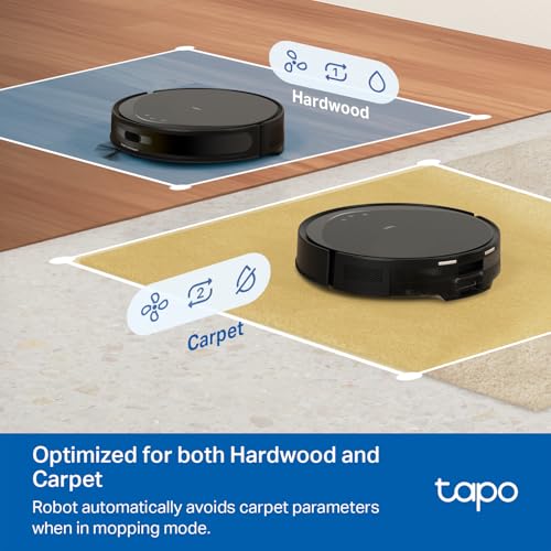 Tapo Ultra-Slim LiDAR Smart Navigation Robot Vacuum and Mop, 5300Pa Max, 97%+ Dust Pickup, Customizable Cleaning, Self-Charging, Works w/Alexa & Google Home, RV20 Max