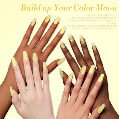 Born Pretty Jelly Gel Nail Polish Ice Jelly Neon Halloween Gel Polish Crystal Transparent Gel Polish Set Yellow Green Blue Purple Hot Pink Nail Art Varnish Manicure 6PCS Halloween's Collection Gift