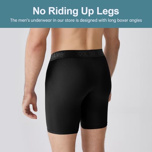 BAMBOO COOL Men's Underwear Boxer Briefs Soft Breathable with Fly Underwear For Men 4 Pack