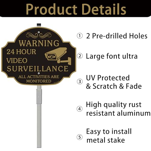 No Trespassing - This Property Has Video Surveillance Sign,12" X 9" X 0.04" Metal Sign,Reflective Aluminum,Fade Resistant And Weather Resistant-No installation accessories.