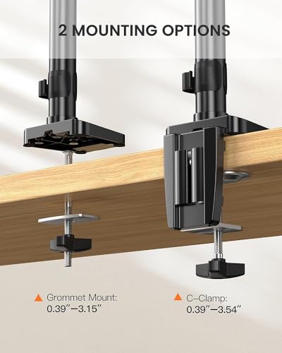 ErGear Triple Monitor Mount for 13-27 inch Screens, Gas Springcore Triple Monitor Arm with USB, Heavy Duty Triple Monitor Stand with Tilt, Swivel, Rotation, Holds Up to 17.6 lbs Each Arm