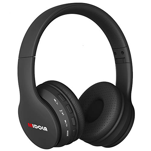 MIDOLA Kids Headphones Bluetooth 5.3 Wireless 60H Play Time Volume Limit 85/110dB Over Ear Foldable Protection Headset/Wired AUX Cord Mic for Child Boy Girl Travel School Phone Pad Tablet Black