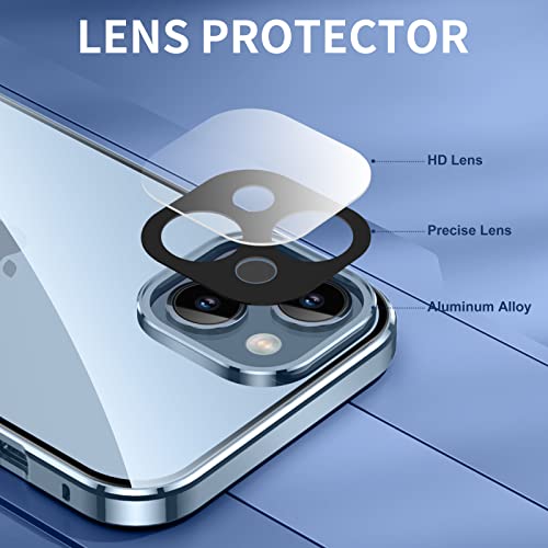 Jonwelsy Anti Peeping Case for iPhone 14 (6.1"), 360 Degree Front and Back Privacy Tempered Glass Cover, Anti SPY Screen, Magnetic Adsorption Metal Bumper (Black)
