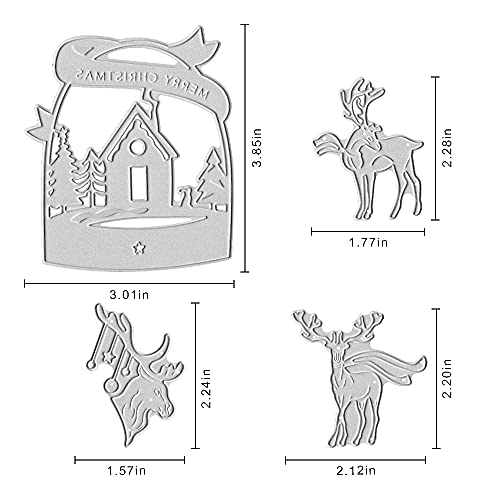 Merry Christmas Deer Cutting Dies, Christmas Tree Elk Star House Metal Dies Cuts for Card Making Paper Crafting Scrapbooking and DIY Craft Album Paper Card Christmas Decor