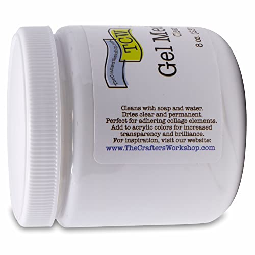 The Crafter's Workshop Matte Gel Medium for Acrylic Paint - Dimensional Clear Texture Paste for Stenciling & Mixed Media Art - Boutique Quality, 8 oz Jar