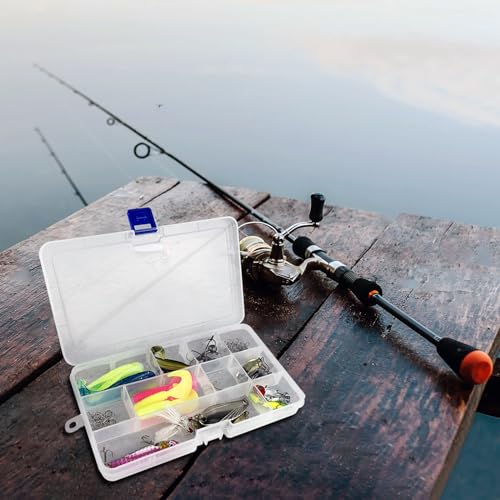 DUOFIRE Plastic Organizer Container Storage Box Adjustable Divider Removable Grid Compartment for Jewelry Beads Earring Container Tool Fishing Hook Small Accessories（15 grids，White x 2）