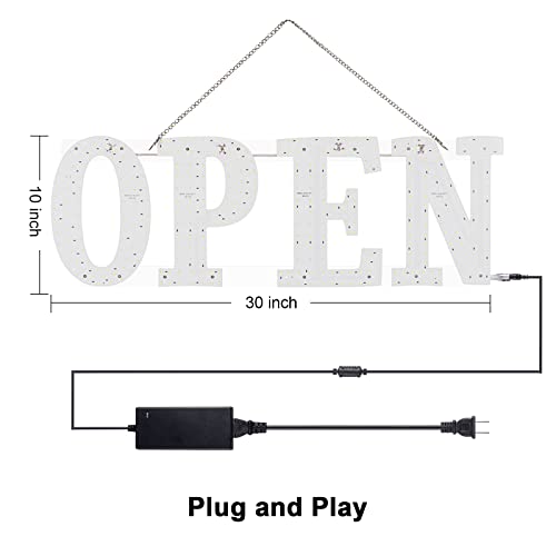 30"x10" Large LED Open Signs for Business, Unique Design Super Bright Open Sign with Hanging Installation, High Visibility Open Sign for Stores Bar Hotel Retail Shops Window Salon Restaurant Office