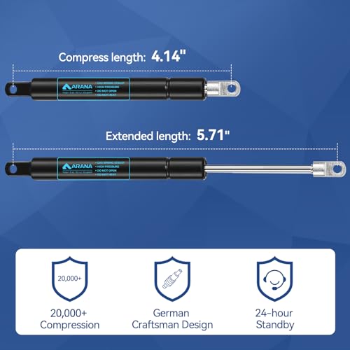 ARANA SPD490010 7 inch 10 lb/45 N Gas Struts Spring Shocks Lid Support, 2 Pcs 7.5" 45N Gas Props Lift Supports for Cabinet Door Lid Toolbox Lid Toy Box Stay