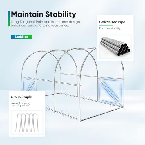 Quictent Premium 10x6.6x6.6FT Upgraded Greenhouse for Outdoors, Portable Walk-in Heavy Duty Frame Large Garden Plant Hot Outside Hoop House, 2 Ventilated Screen Window and Zipper Screen Door, Green