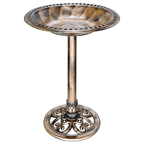 VIVOSUN 28” Solar Bird Bath, Solar Powered Pond Fountain Combo Set for Outdoors, Gardens, Patio, Yard, Deck, Golden