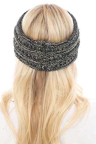 C.C Soft Stretch Winter Warm Cable Knit Fuzzy Lined Ear Warmer Headband, Mustard Ribbed