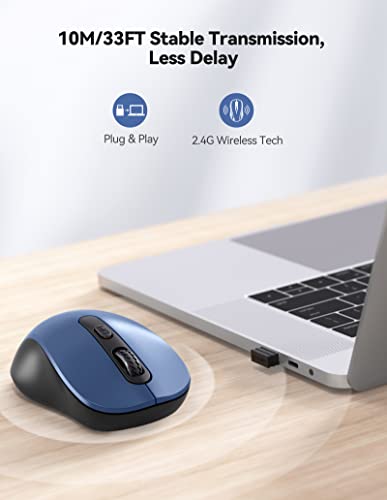 TECKNET Wireless Computer Mouse, 2.4G Cordless Mouse for Laptop, Ergonomic Optical Mouse with Nano Receiver & 6 Buttons, 18 Months Battery Life, 2400 DPI USB Mouse for MacBook, PC, Windows