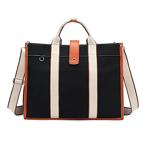 Laptop Bag for Women 15.6 Inch Lightweight Canvas Tote Bags Teacher Work Bag for School Travel