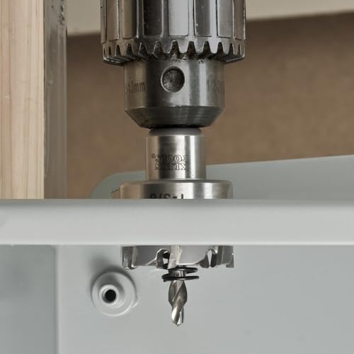 Klein Tools 31856 Heavy Duty Hole Cutter, 1-1/8-Inch Carbide Hole Cutter Cuts Stainless Steel, Mild Steel, Iron, and Copper