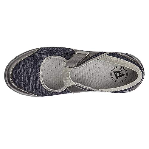 Propét Womens Onalee Mary Jane Flat, Grey/Black, 8.5 Wide US