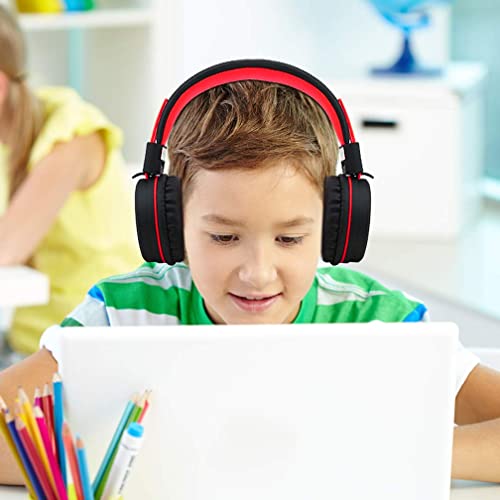 ELECDER i37 Kids Headphones Children Girls Boys Teens Foldable Adjustable On Ear Headphones 3.5mm Jack Compatible Cellphones Computer MP3/4 Kindle School Tablet (Red)