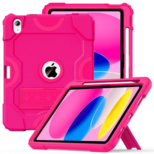 Cantis Case for iPad 10th Generation 10.9 inch 2022, iPad Cover 10th Generation with Pencil Holder & Kickstand, Heavy Duty Shockproof Rugged Protective for iPad 10th Case, Grey+Black