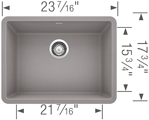 BLANCO 522258 Precis 24" Single Bowl-Anthracite Sink, 23.44" L X 17.75" W for 27" Cabinet