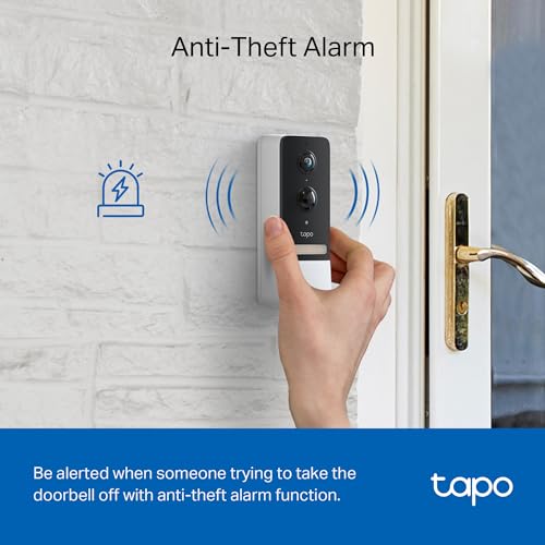 Tapo TP-Link Video Doorbell | Battery or Wired | 180° Ultra-Wide Head-to-Toe View | Ring Call | 2K QHD | Free Package/Person Detection | Local & Cloud Storage | Full Color Night Vision D225