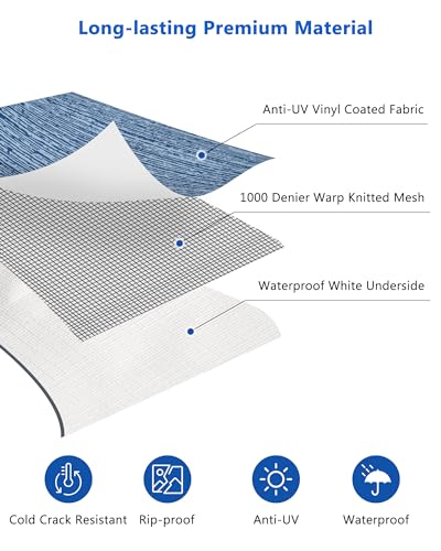 Xenjum RV Awning Fabric Replacement, 18.5oz Heavy-Duty Weatherproof Vinyl Camper Awning Replacement Universal Outdoor Canopy for RV, Motorhome, and Trailer Awnings (Gray Fade, 19'(Fabric 18'2"))