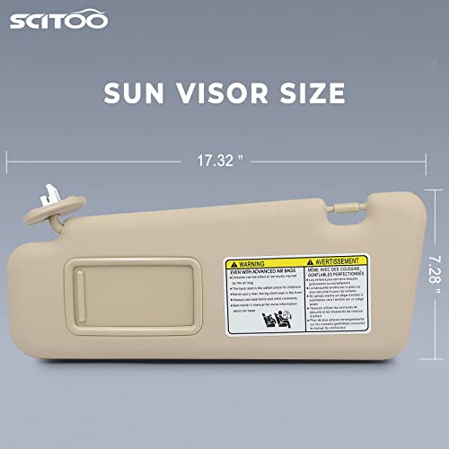 SCITOO Left Driver Side Beige Sun Visor Assembly fit for 2008 2009 2010 2011 2012 2013 for TOYOTA for HIGHLANDER with Sunroof(74320-48500-E0,74320-48180-E0,04005-11148-E0)