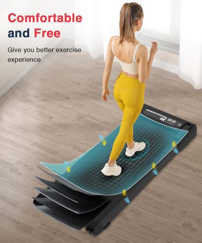 Redliro Walking Pad Treadmill Under Desk, Portable Mini Treadmill with Remote Control, 265lbs Max Weight, Installation-Free Jogging Machine for Home/Office