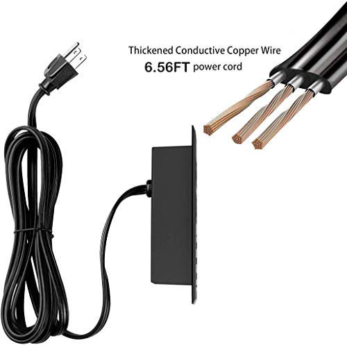 CCCEI Furniture Recessed Power Strip, Black Desk Outlet with USB Ports, in Conference Desktop Flush Mount Plug, 6 ft Extension Cord.
