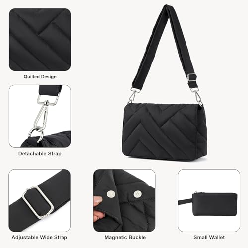 BOSTANTEN Quilted Crossbody Bags for Women Puffer Bag Designer Purse Lightweight Shoulder Handbags