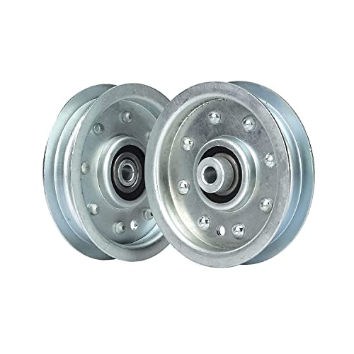 Virtionz 756-0627 Flat Heavy Duty Idler Pulley Repalces 756-0627B 756-0627D 956-0627 756-0365 956-0365,fits 46" Decks for 600 and 800 Series (1993 and Newer)2pack