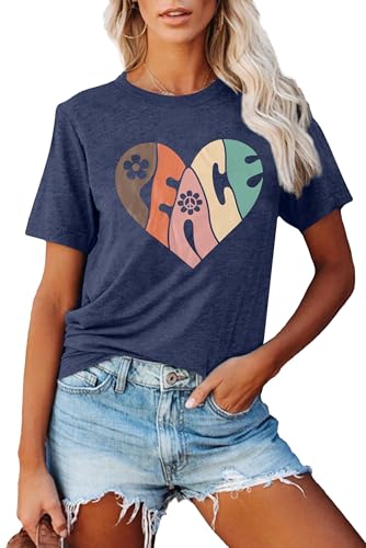 Peace Love Shirt Women 70s Hippe Shirts Soul Inspirational Hippy Tops Vintage Graphic Tees Short Sleeve - Sleeveless Grey