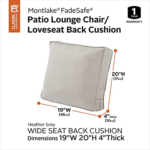 Classic Accessories Montlake FadeSafe Patio Lounge Chair/LoveSeat Back Cushion, 21 x 15 x 4 Inch, Antique Beige, Patio Furniture Cushions