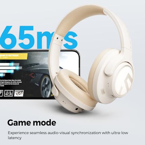 SoundPEATS Space Hybrid Active Noise Cancelling Wireless On-Ear Headphones Foldable Lightweight Over-Ear Bluetooth 5.3, Built-in Microphone, 40mm Driver, 123H Play, Multipoint Connection with ANC