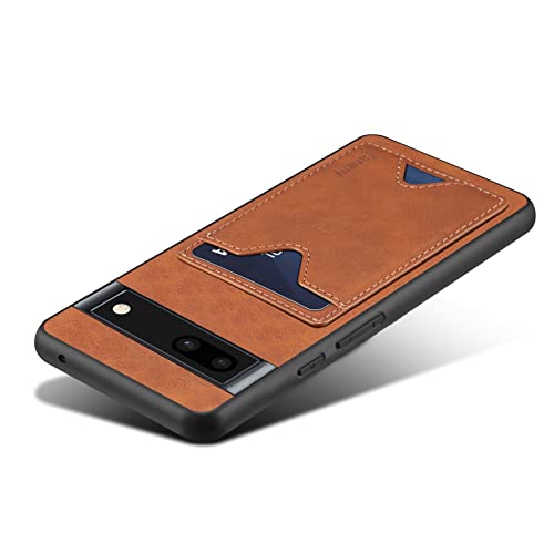 HAII Card Holder Case for Google Pixel 7A 2023, Premium PU Leather Wallet Case with Card Slots Shockproof Protective Case for Google Pixel 7A 2023 (Brown)